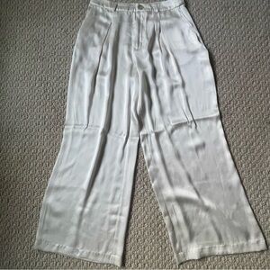 Rachel Zoe Cream Silk Wide Leg Pants